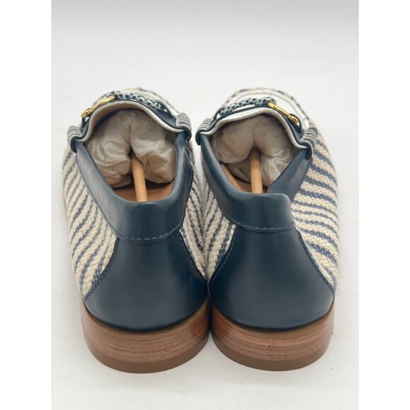 G.H. Bass Weejuns Womens Size 9 Loafers Blue & White Striped Woven With Gold Har - Picture 3 of 11